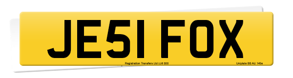 Registration number JE51 FOX